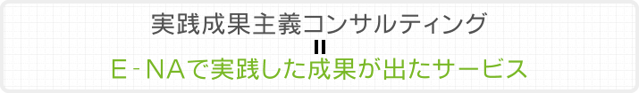 実践成果主義コンサルティング ＝ E-NAで実践した成果が出たサービス